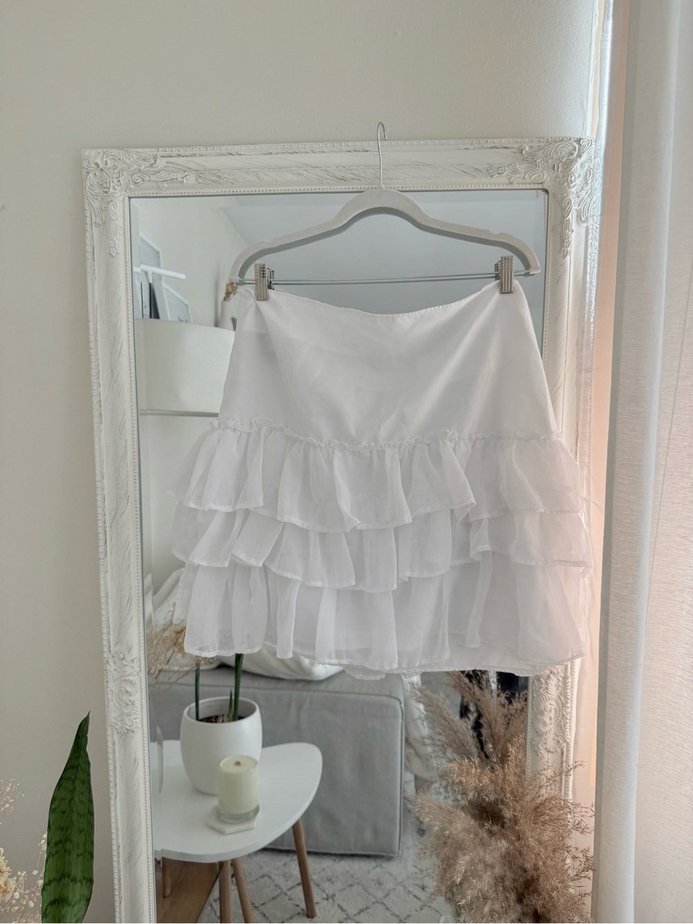 White Layered Ruffle Mini Skirt
